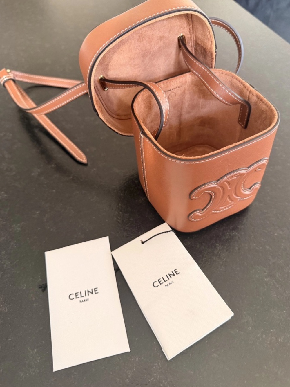 Celine Tan Leather Cuir Triomphe Crossbody Box Bag - Picture 5 of 10